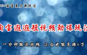 淘宝逛逛短视频劲爆玩法，只需一分钟搬运视频，小白也能月赚6万+-悠闲副业网