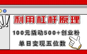 利用杠杆100元撬动500+创业粉，单日变现5位数-悠闲副业网