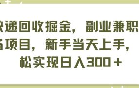 快递回收掘金，副业兼职必备项目，新手当天上手，轻松实现日入300＋-悠闲副业网