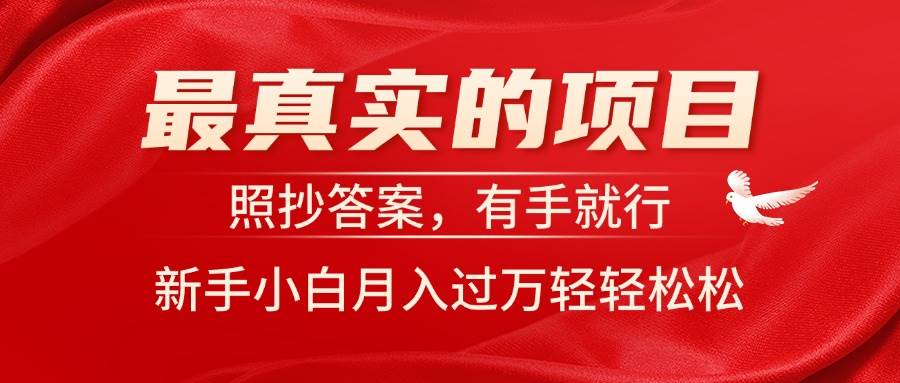 最真实的项目，照抄答案，有手就行，新手小白月入过万轻轻松松-悠闲副业网