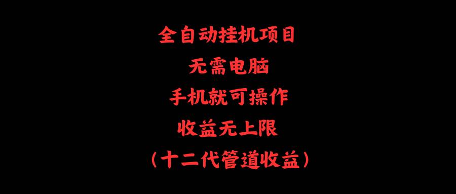 全自动挂机项目，无需电脑，手机就可操作，收益无上限-悠闲副业网