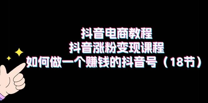 抖音电商教程：抖音涨粉变现课程：如何做一个赚钱的抖音号（18节）-悠闲副业网