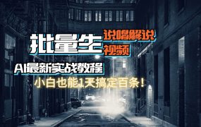 【AI最新实战教程】日入600+,批量生成说唱解说视频,小白也能1天搞定百条-悠闲副业网