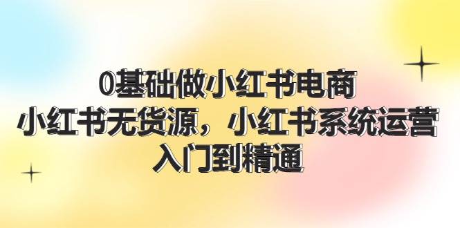 0基础做小红书电商，小红书无货源，小红书系统运营，入门到精通 (70节)-悠闲副业网