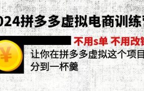 2024拼多多虚拟电商训练营 不s单 不改销量 做虚拟项目分一杯羹(更新10节)-悠闲副业网