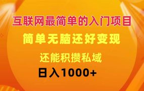 互联网最简单的入门项目：简单无脑变现还能积攒私域一天轻松1000+-悠闲副业网