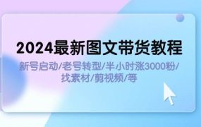 2024最新图文带货教程:新号启动/老号转型/半小时涨3000粉/找素材/剪辑-悠闲副业网