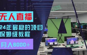 24年最稳项目“无人直播”玩法,每月躺赚6000+,有手就会,新手福音-悠闲副业网