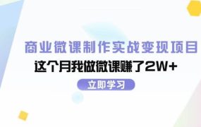 商业微课制作实战变现项目,这个月我做微课赚了2W+-悠闲副业网
