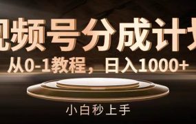 视频号分成计划,从0-1教程,日入1000+-悠闲副业网