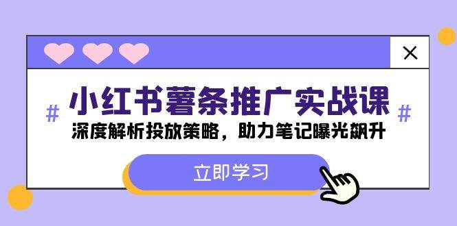 小红书-薯 条 推 广 实战课：深度解析投放策略，助力笔记曝光飙升-悠闲副业网