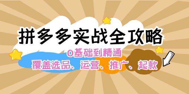 拼多多实战全攻略：0基础到精通，覆盖选品、运营、推广、起款-悠闲副业网