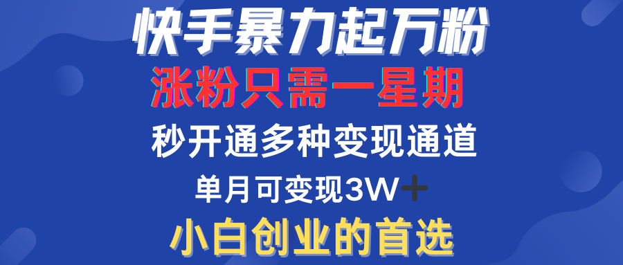 快手暴力起万粉，涨粉只需一星期！多种变现模式-悠闲副业网