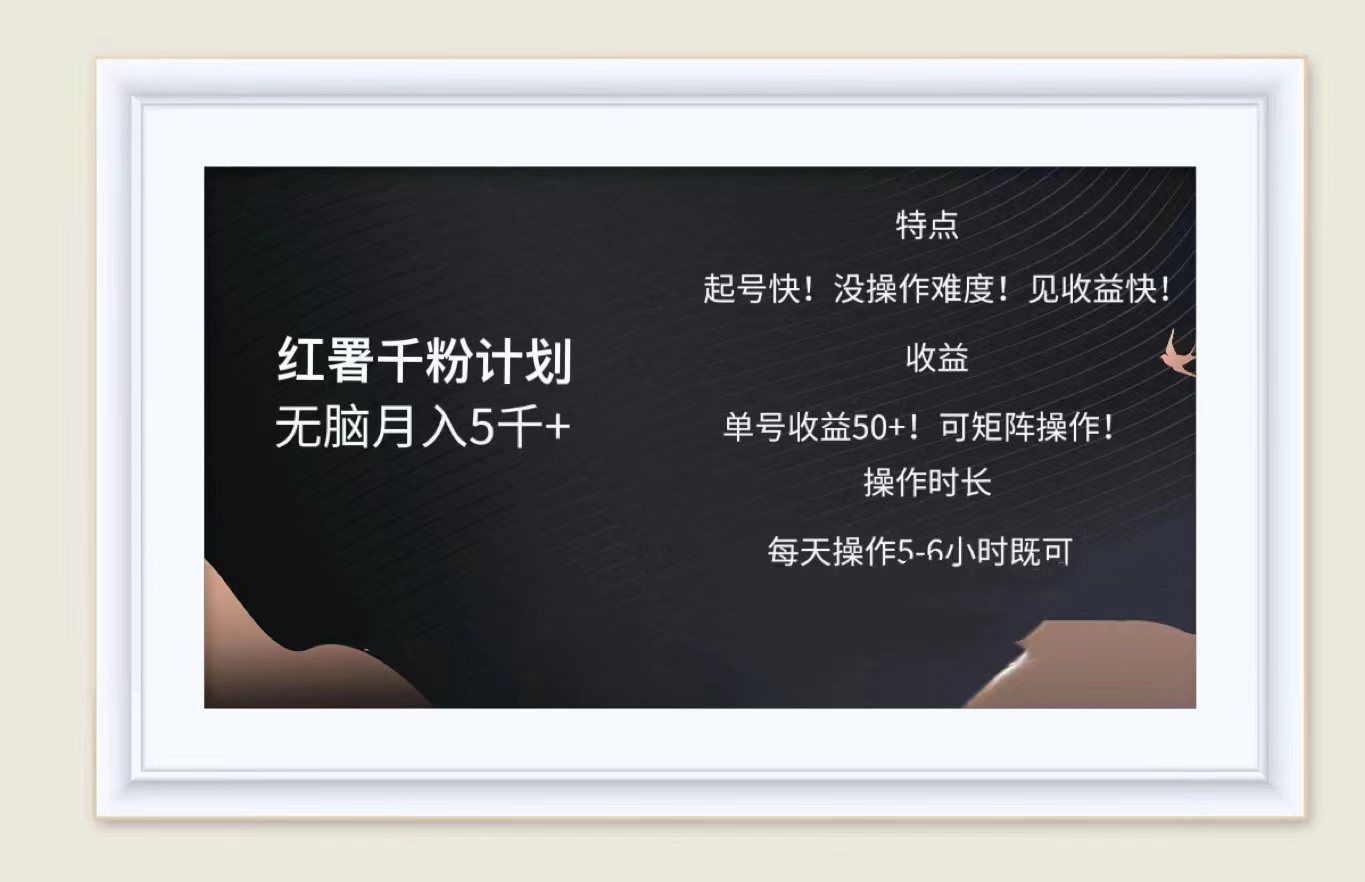 红薯千粉计划无脑月入5千➕！既做既赚！-悠闲副业网
