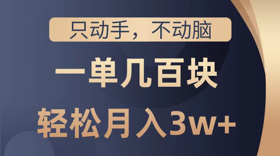 只动手不动脑，一单几百块，轻松月入2w+，看完就能直接操作，详细教程-悠闲副业网