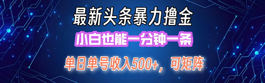 最新头条撸金，小白也能一分钟一条-悠闲副业网
