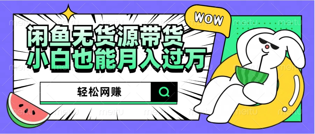 闲鱼无货源带货：轻松网赚，小白也能月入过万的秘密武器-悠闲副业网