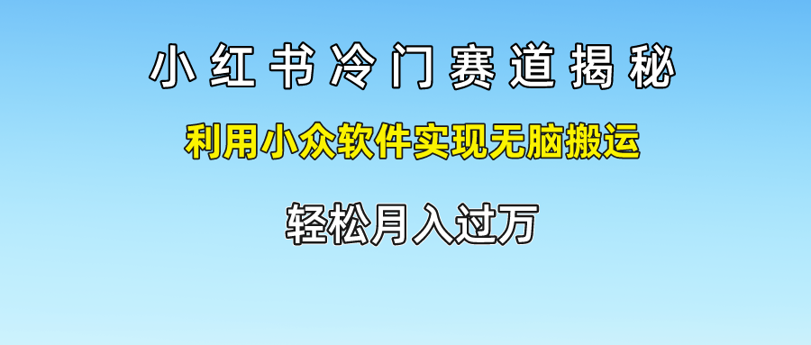 小红书冷门赛道揭秘,轻松月入过万，利用小众软件实现无脑搬运，-悠闲副业网