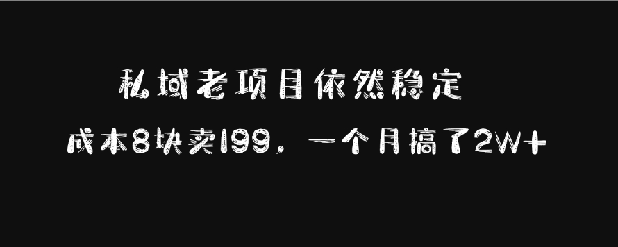 私域老项目依然稳定，成本8块卖199，一个月搞了2W+-悠闲副业网