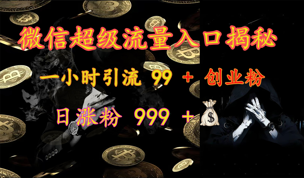 微信超级流量入口揭秘：一小时引流 99 + 创业粉，日涨粉 999 +【揭秘】-悠闲副业网