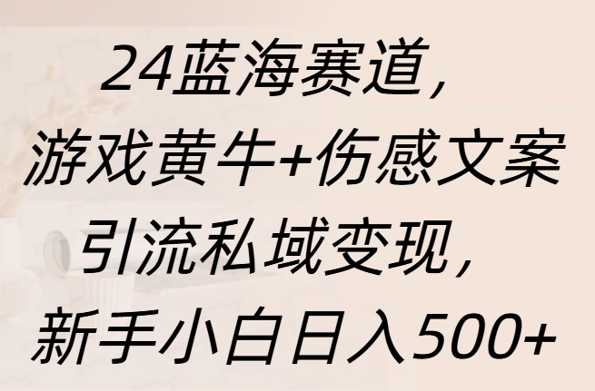24蓝海赛道，游戏黄牛+伤感文案引流私域变现，新手日入500+-悠闲副业网