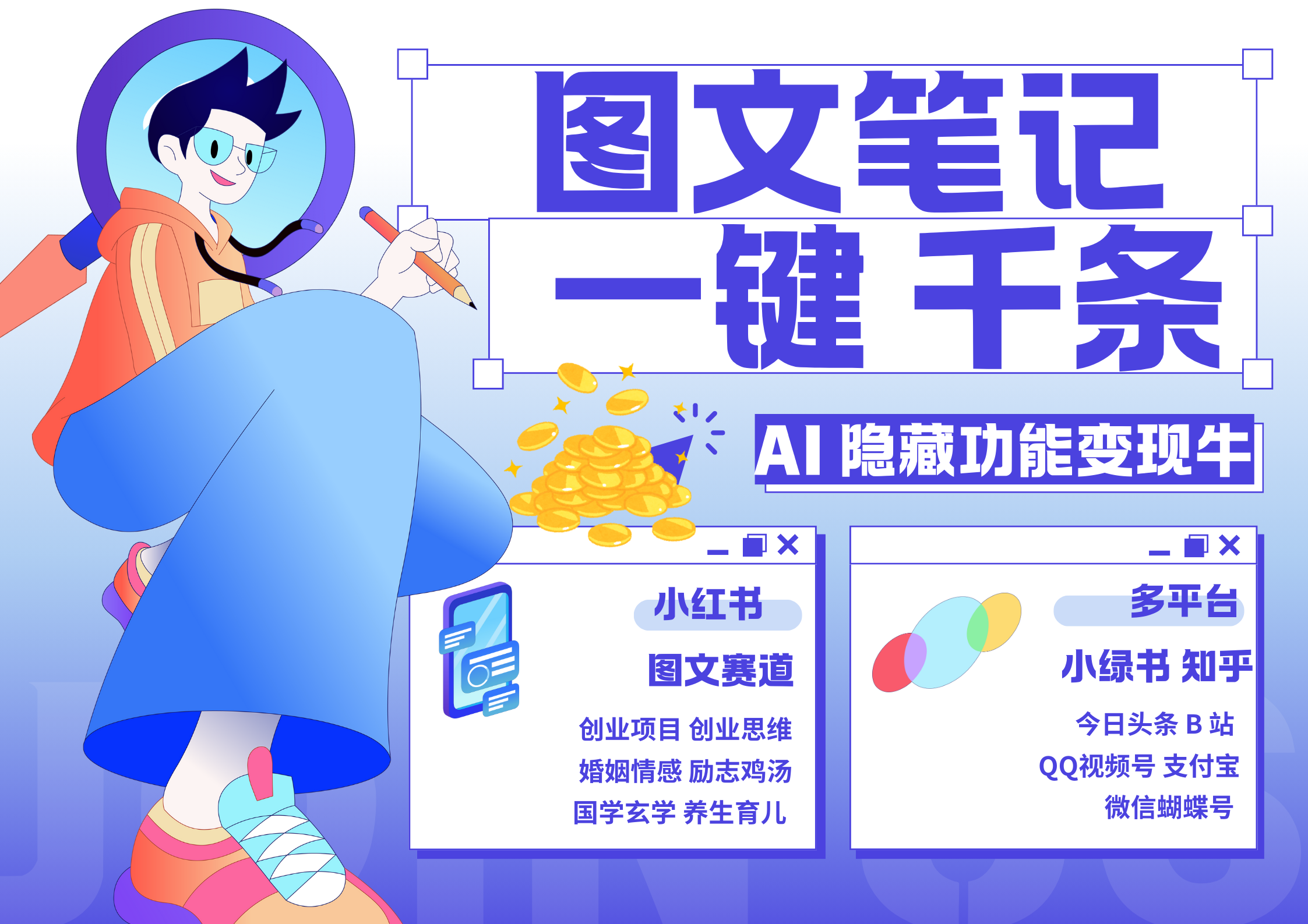 小红书小绿书 秒生图文一键千条 轻松变现3W+-悠闲副业网