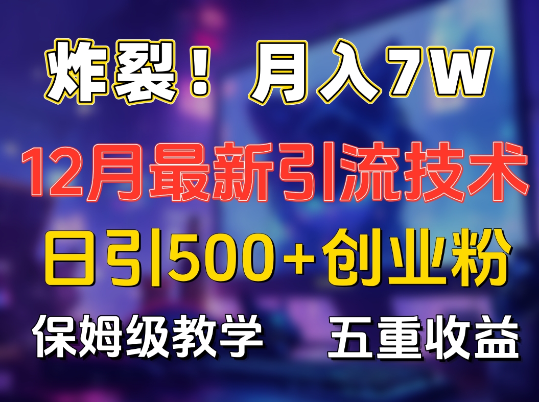 炸裂！月入7W+揭秘12月最新日引流500+精准创业粉，多重收益保姆级教学-悠闲副业网