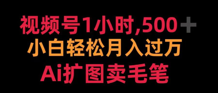 视频号每天1小时，收入500＋，Ai扩图卖毛笔-悠闲副业网