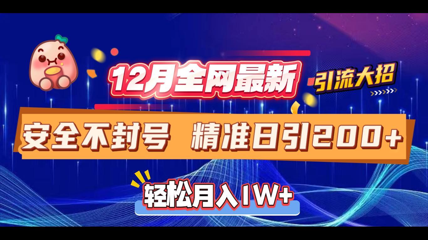 12月全网最新引流大招 安全不封号 日引精准粉200+-悠闲副业网