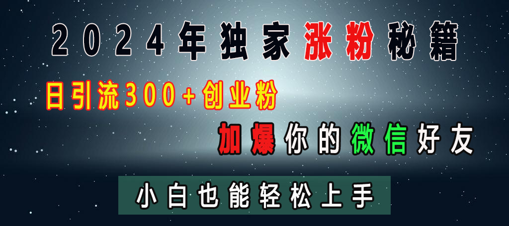 2024年独家涨粉秘籍，日引流300+创业粉，加爆你的微信好友，小白也能轻松上手-悠闲副业网