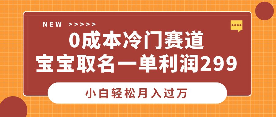 0成本冷门赛道，宝宝取名一单利润299，小白轻松月入过万-悠闲副业网