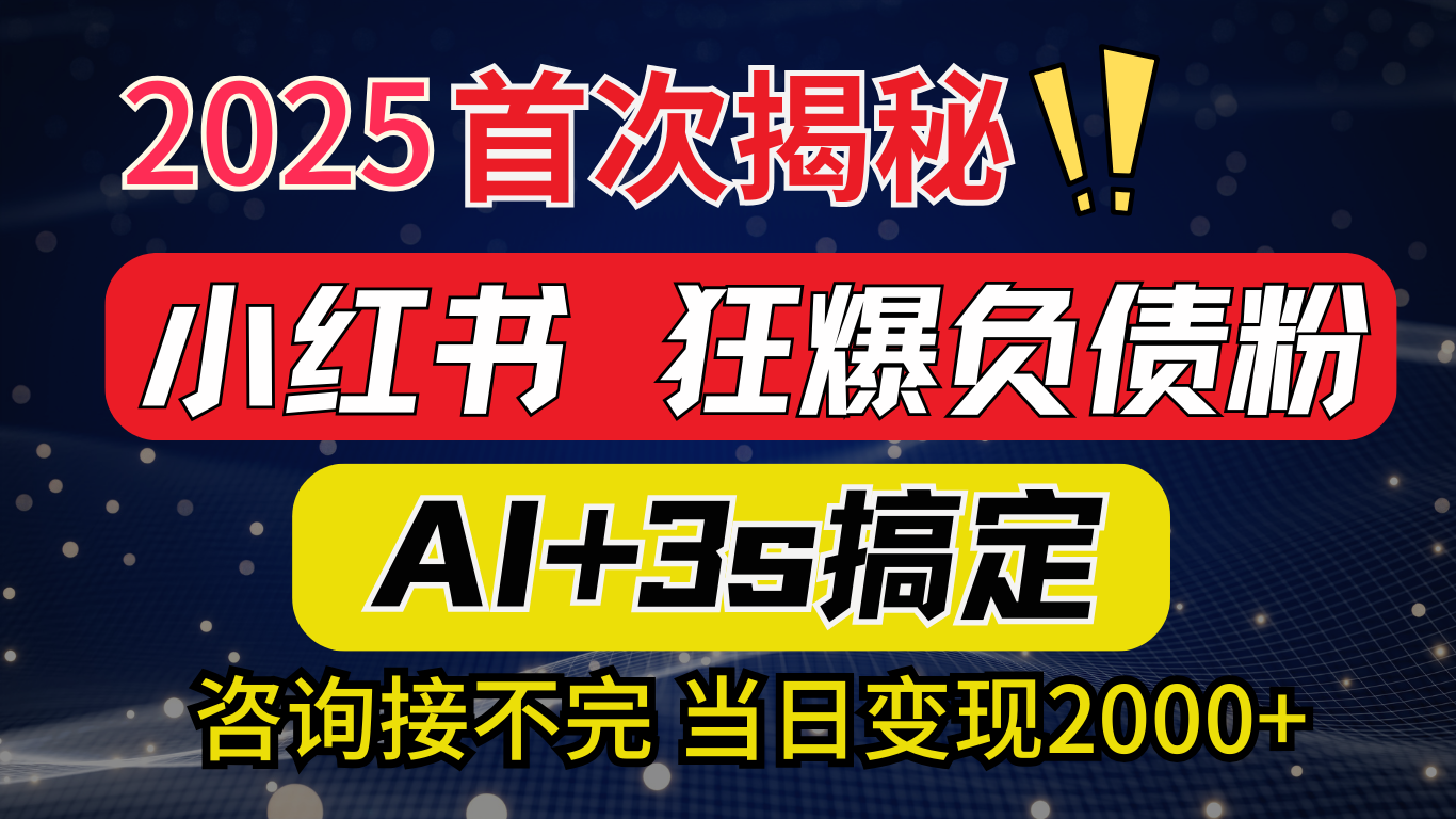 2025引流天花板：最新小红书狂暴负债粉思路，咨询接不断，当日入2000+-悠闲副业网