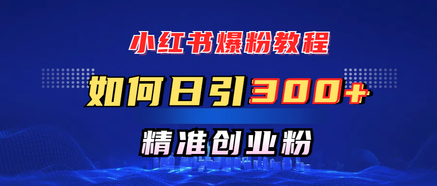 小红书爆粉教程，如何日引300+创业粉，快速实现精准变现！-悠闲副业网