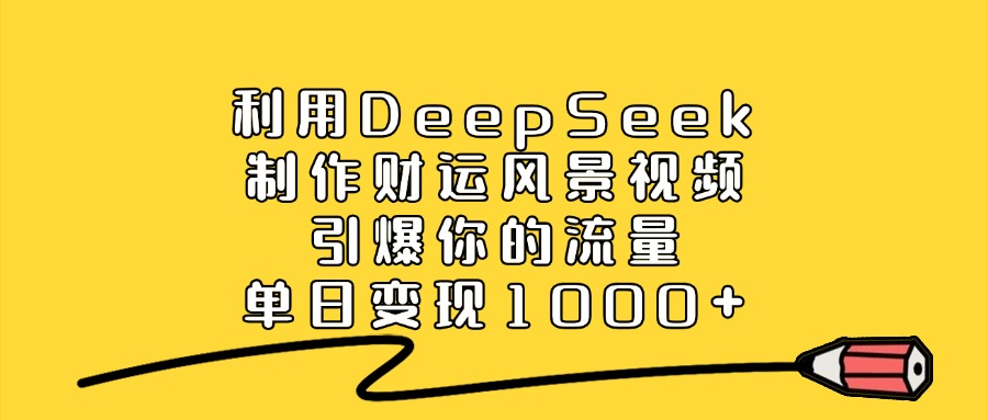 利用DeepSeek制作财运风景视频，引爆你的流量，单日变现1000+-悠闲副业网