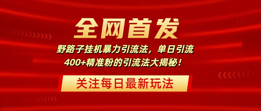 全网首发，野路子挂机暴力引流法，单日引流400+精准粉的引流法大揭秘！-悠闲副业网