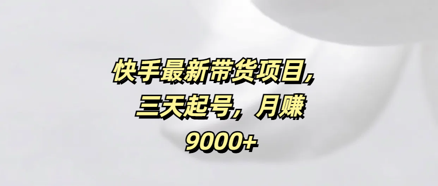 快手最新带货项目，三天起号，月赚9000+-悠闲副业网