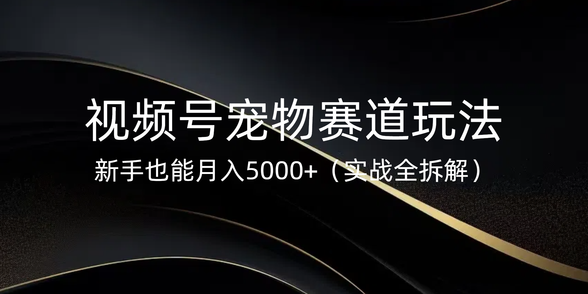 视频号宠物赛道玩法，新手也能月入5000+（实战全拆解）-悠闲副业网