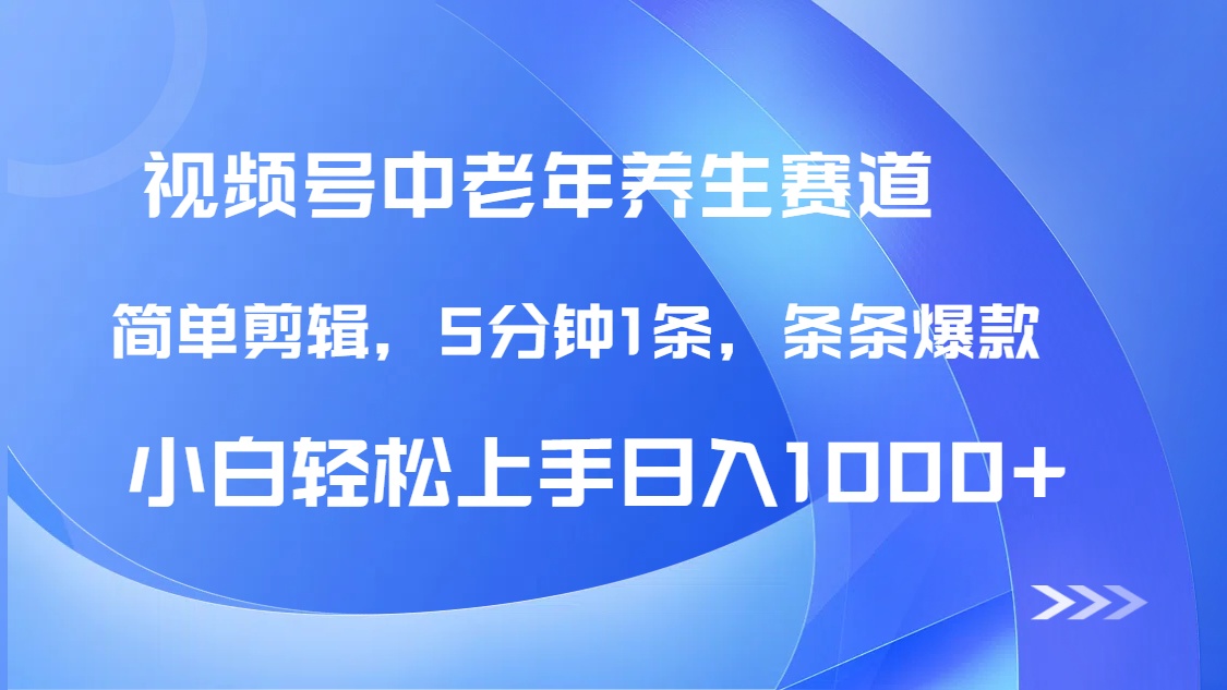 DeepSeek+既梦做视频号中老年养生赛道，条条爆款5分钟1条，轻松日入1000+-悠闲副业网