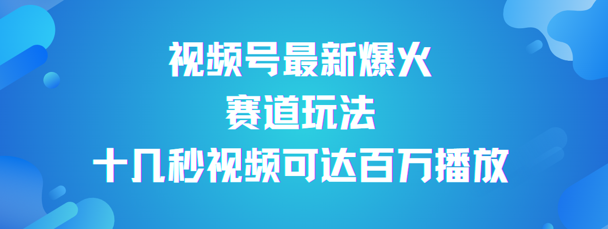 视频号最新爆火赛道玩法，流量巨大，视频制作简单，轻松月入数万-悠闲副业网