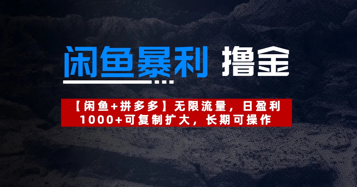 【闲鱼暴利撸金】无限流量，日盈利1000+可复制扩大，长期可操作-悠闲副业网