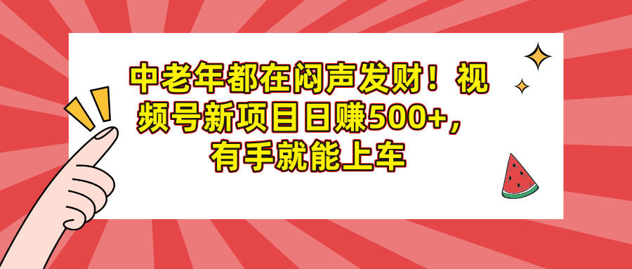 中老年都在闷声发财！视频号新项目日赚500+，有手就能上车-悠闲副业网