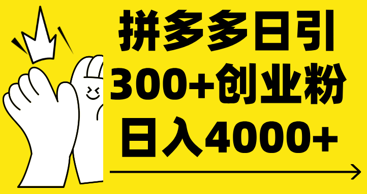 拼多多日引300+创业粉 日入4000+-悠闲副业网