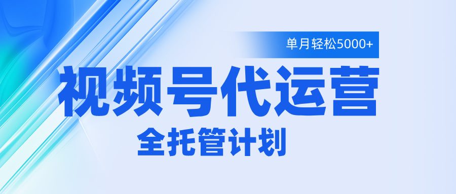 视频号代运营2.0，全程托管招募，单月轻松变现5000+-悠闲副业网