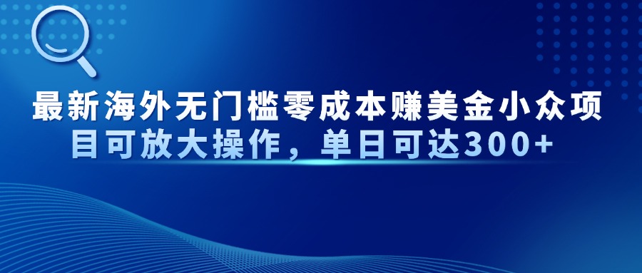 最新海外无门槛美金小众项目可放大操作，单日可达300+-悠闲副业网