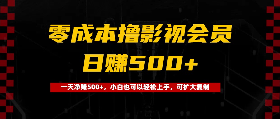 0成本撸影视会员，一天净赚500+，小白也可以轻松上手，可扩大复制-悠闲副业网