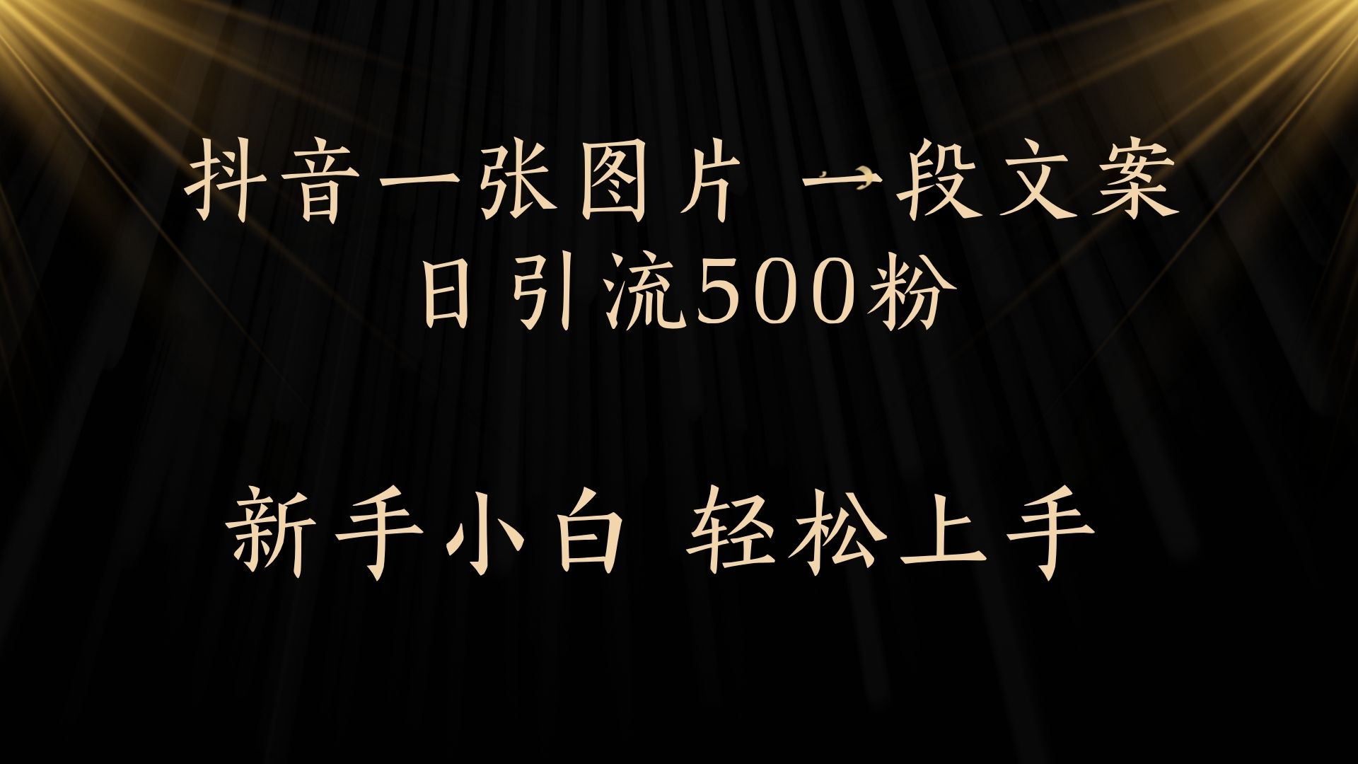 每天2分钟，抖音一张图片 一段文案日引流500粉-悠闲副业网