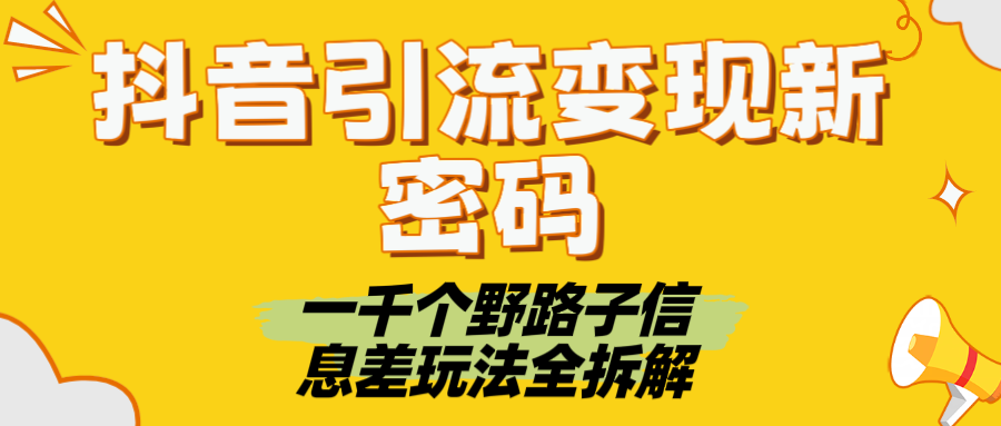 抖音引流变现新密码！一千个野路子信息差玩法全拆解-悠闲副业网