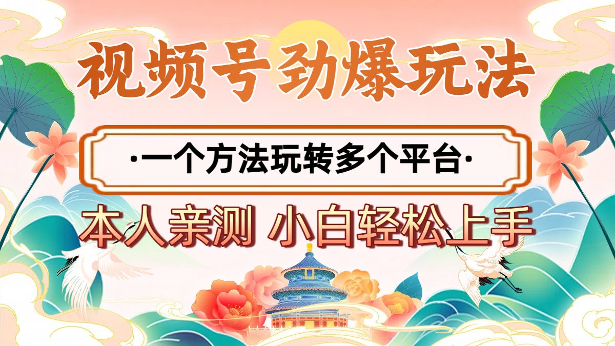 2025年视频号劲爆玩法，一个方法玩转多个平台 小白也能轻松上手-悠闲副业网