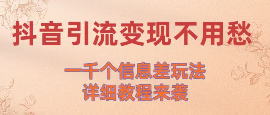 抖音引流变现不用愁！一千个信息差玩法详细教程来袭-悠闲副业网