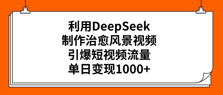 利用DeepSeek制作，治愈风景视频，引爆短视频流量，单日变现1000+-悠闲副业网